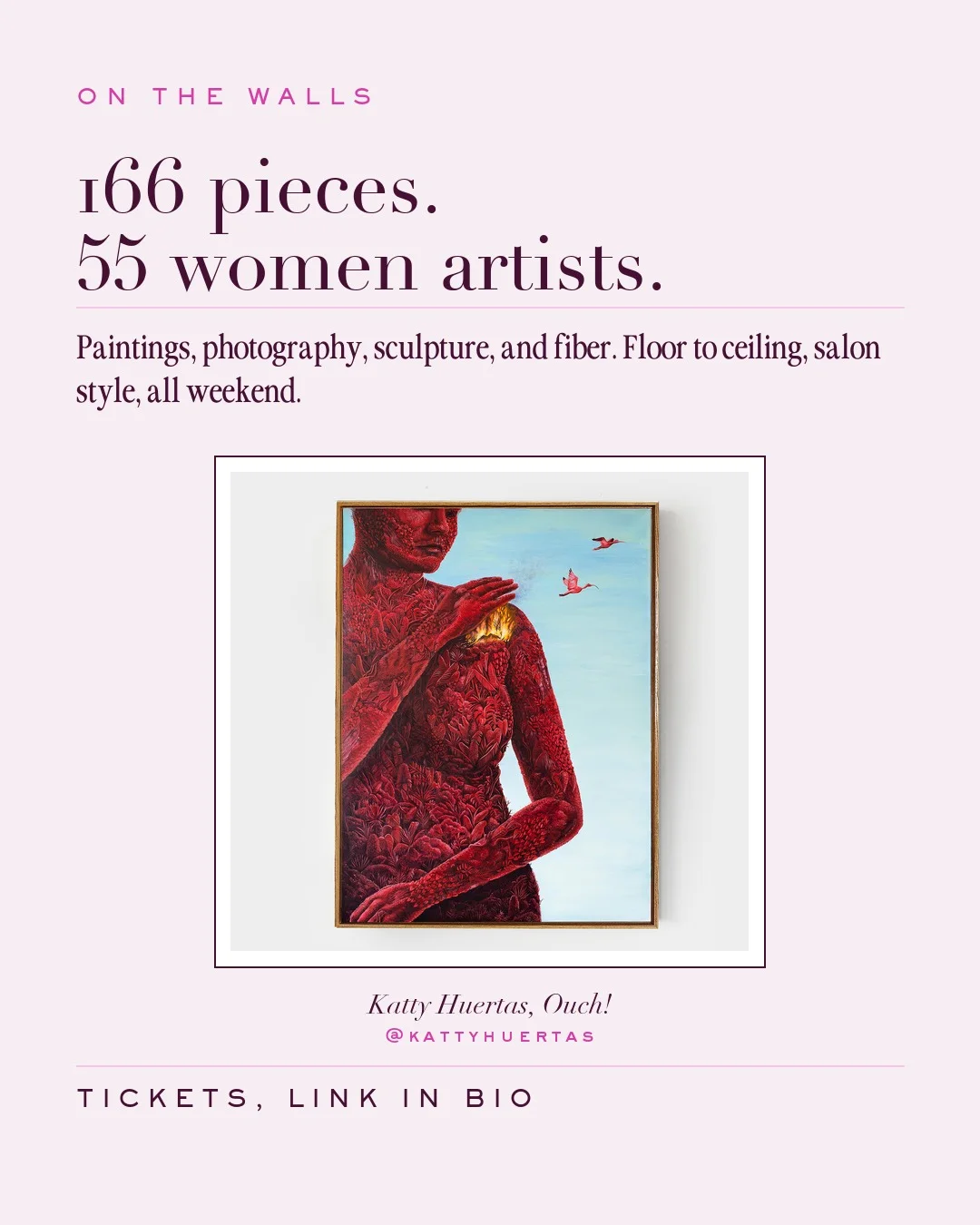 GIRLISM exhibition poster showing artworks installed on the walls of a mansion
